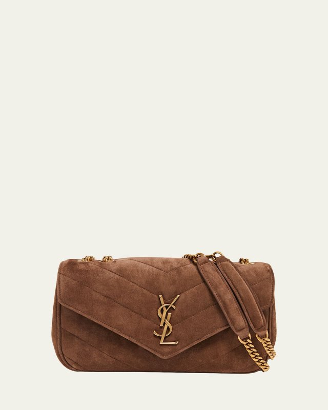 Loulou Small YSL Shoulder Bag in Matelasse Suede